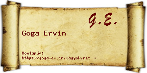 Goga Ervin névjegykártya